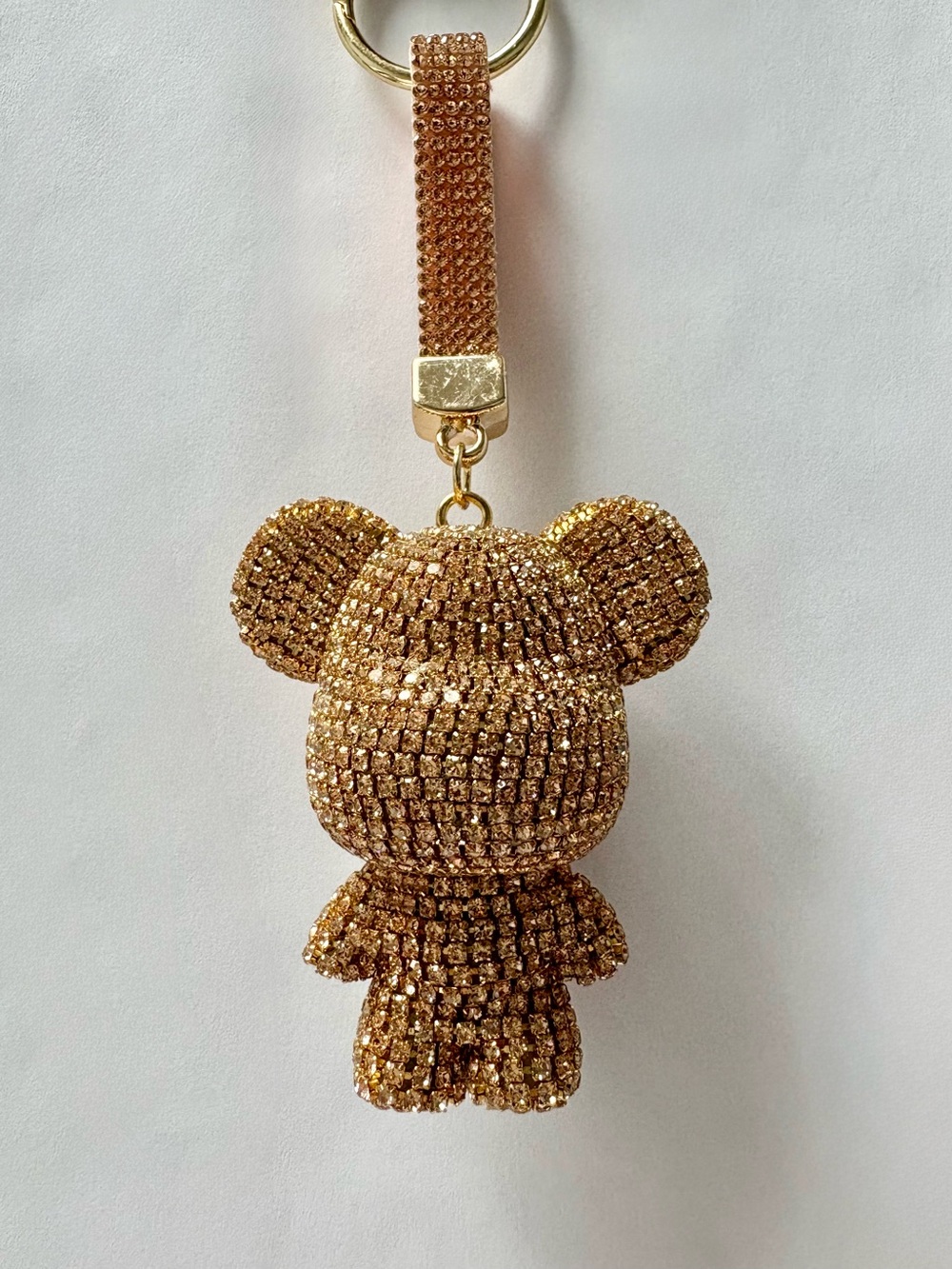✨Rhinestone Big Head Bear Bag Charm Glamorous Bear✨ Champagne Gold